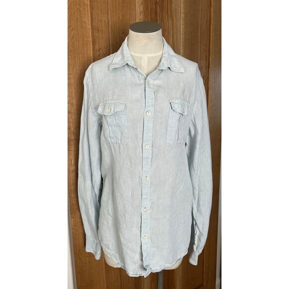 Murano x Baird McNutt Mens Linen Slim Fit Button Down Shirt Size Medium - Picture 1 of 9